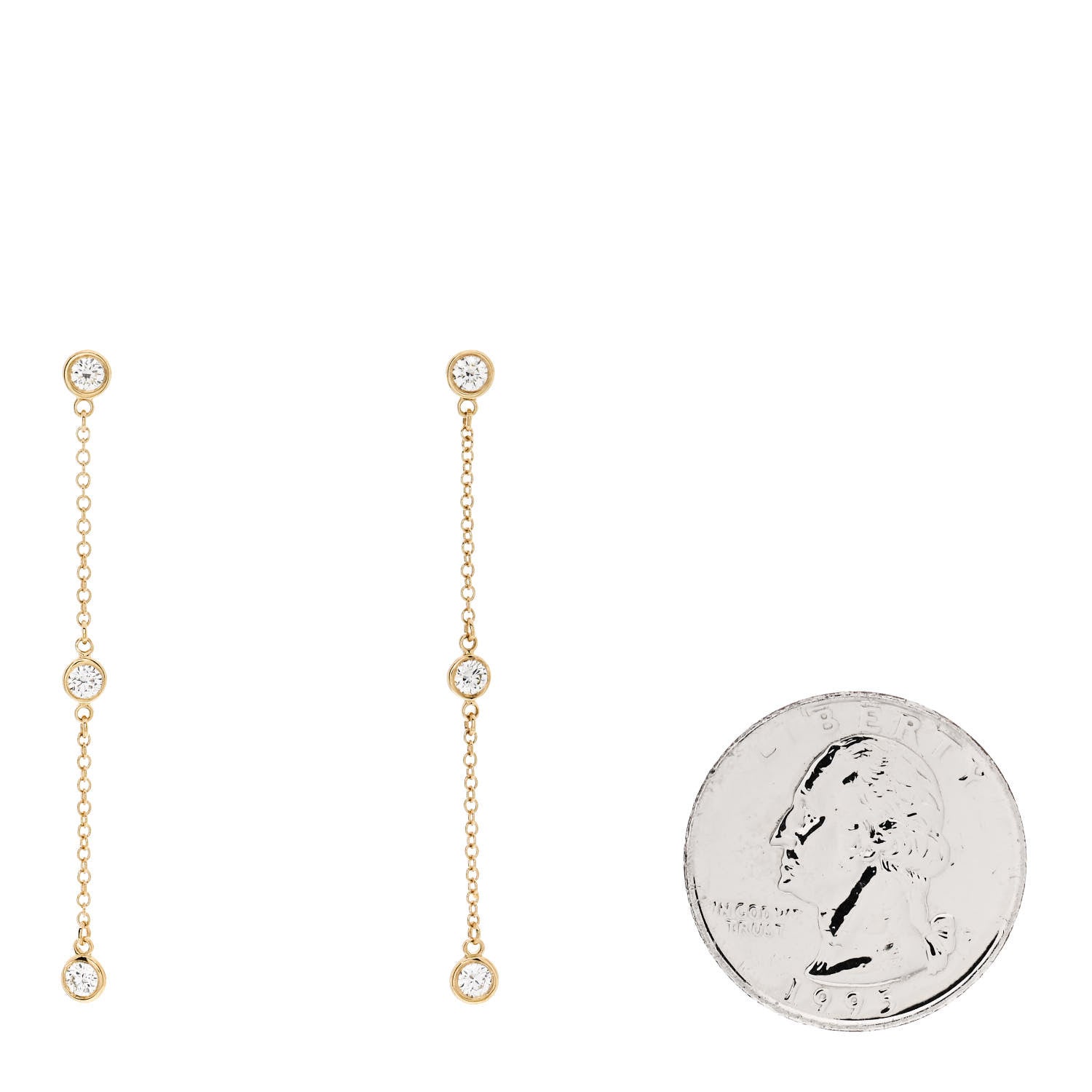Tiffany 18K Yellow Gold Diamond .30ctw Elsa Peretti Diamonds by the Yard Drop Earrings 2 of 6