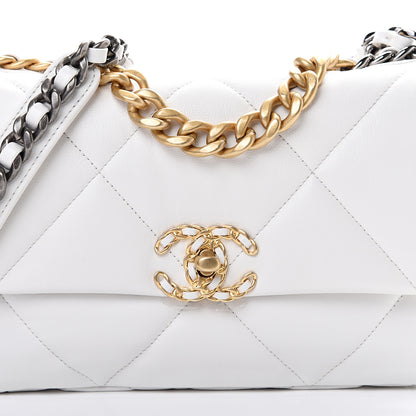 Chanel Goatskin Quilted Medium 19 Flap White 7 of 10