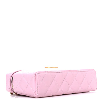 Chanel Caviar Quilted Textured CC Top Handle Slim Vanity With Chain Light Pink 4 of 11