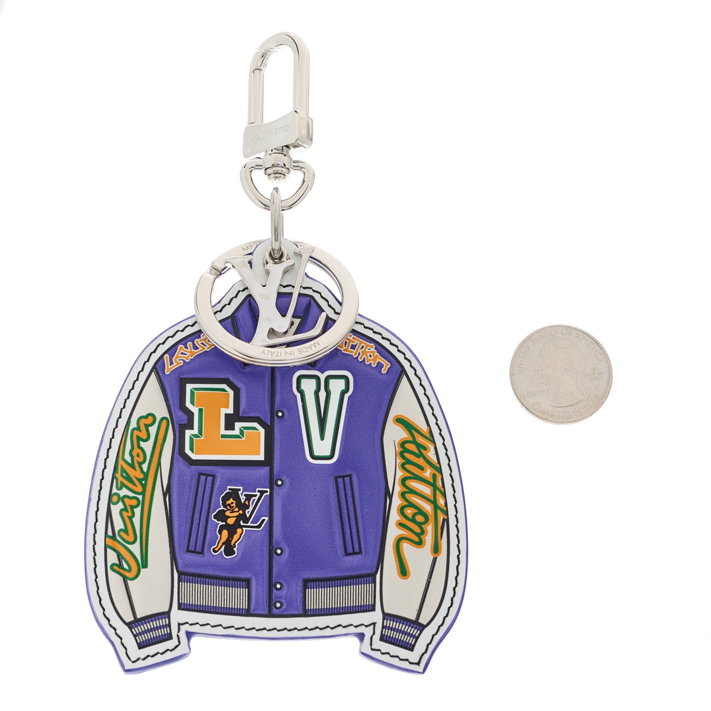 Calfskin LV Varsity Jacket Illustre Bag Charm Key Holder Multicolor
