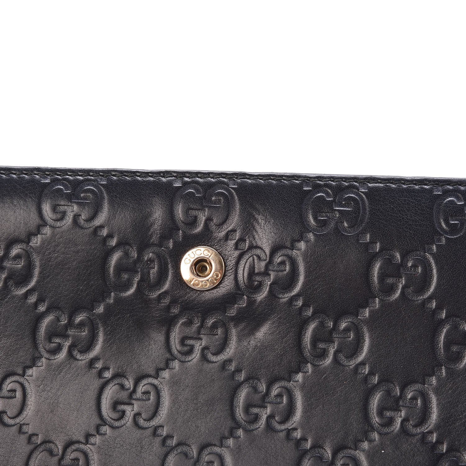 Gucci Guccissima Margaux Calfskin Metal Bar Continental Flap Wallet Black 7 of 7