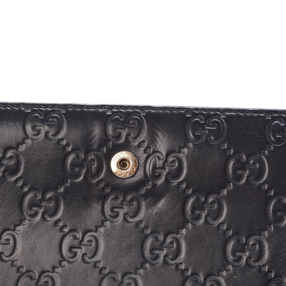 Gucci Guccissima Margaux Calfskin Metal Bar Continental Flap Wallet Black 7 of 7