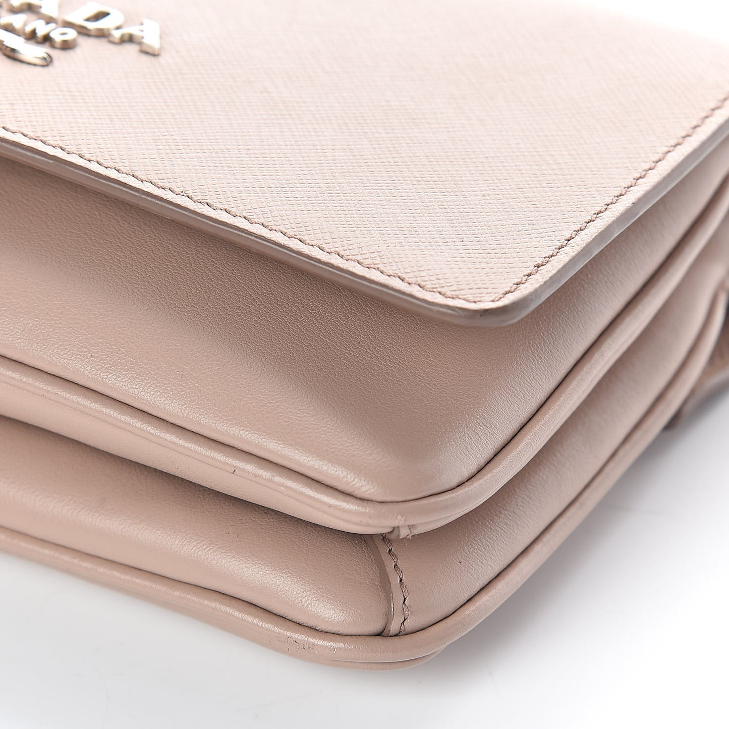 Saffiano Soft Calfskin Chain Crossbody Bag Cipria