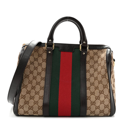 Gucci Monogram Vintage Web Medium Boston Dark Brown 1 of 13