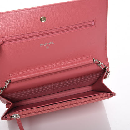 Chanel Caviar Chevron Quilted Wallet On Chain WOC Pink 5 of 8