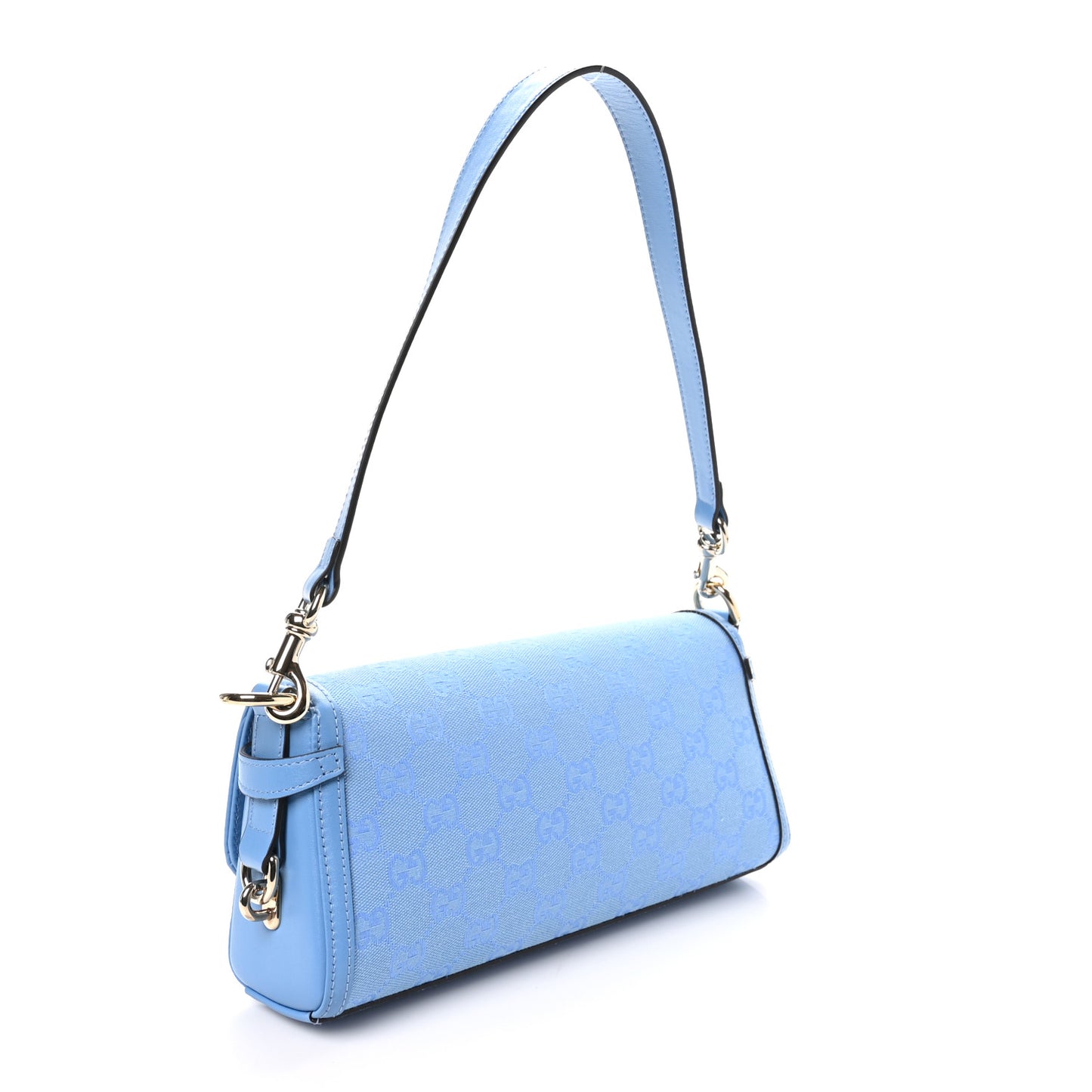 GG Monogram Textured Dollar Calfskin Small Luce Shoulder Bag Blue