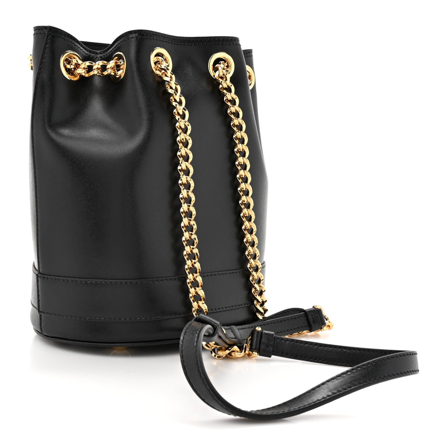 Calfskin Vara Bow Bucket Bag Black