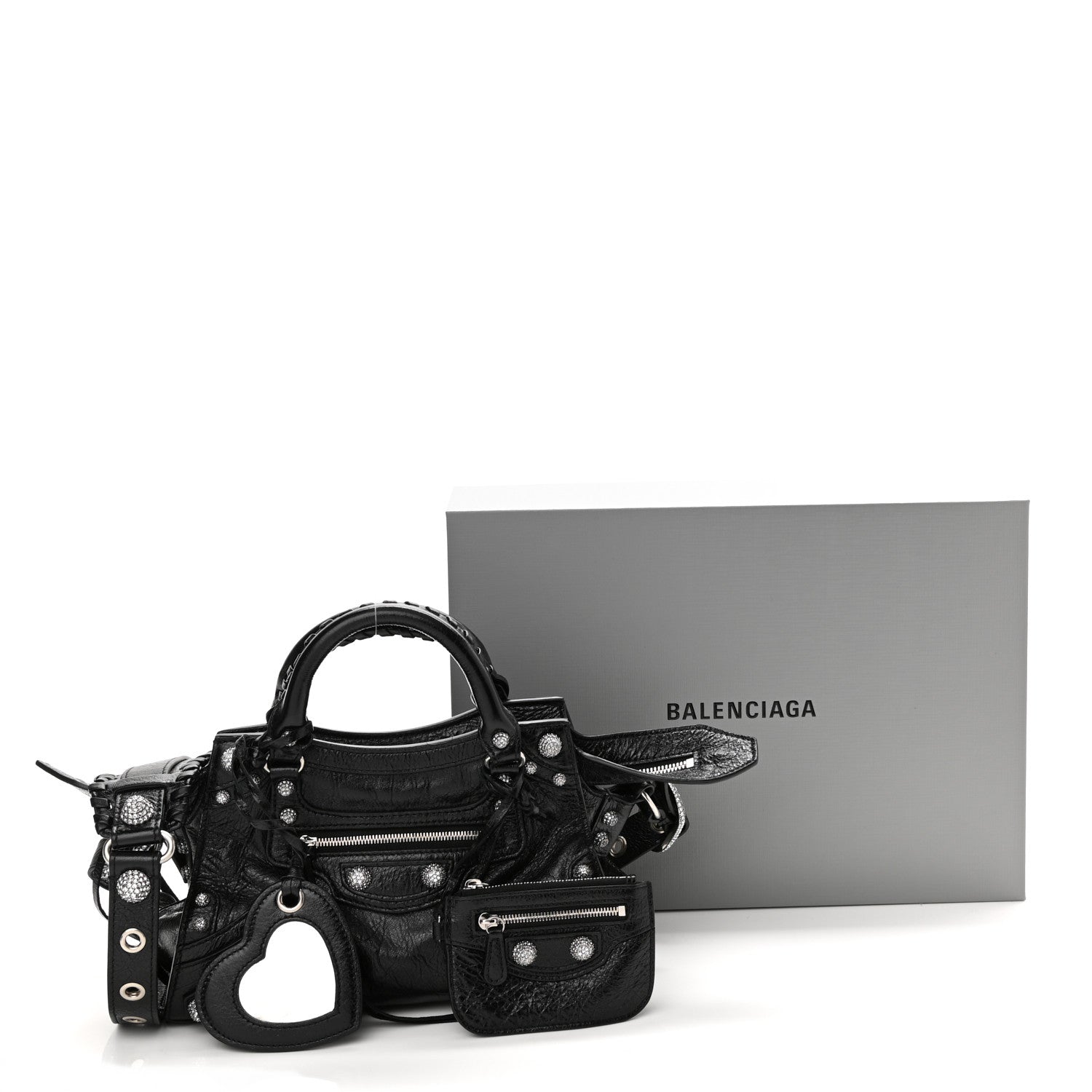 Balenciaga Agneau Arena Crystal Neo Cagole Handbag XS Black 11 of 11