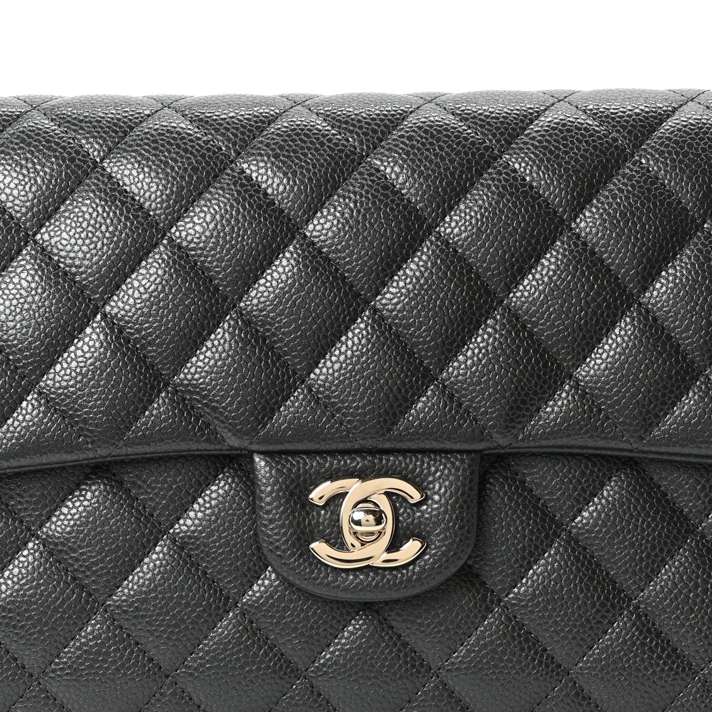 Caviar Quilted Flap Clutch Dark Grey