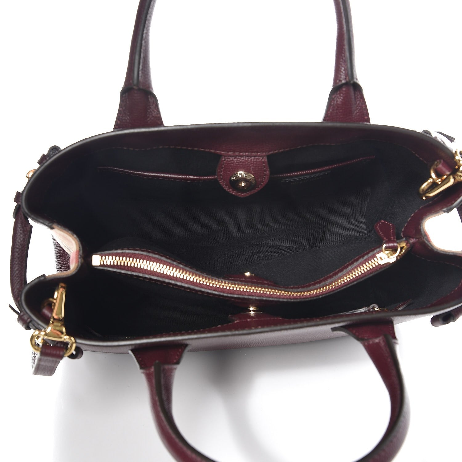 Burberry Grainy Calfskin House Check Medium Banner Tote Mahogany Red 6 of 8