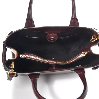 Burberry Grainy Calfskin House Check Medium Banner Tote Mahogany Red 6 of 8
