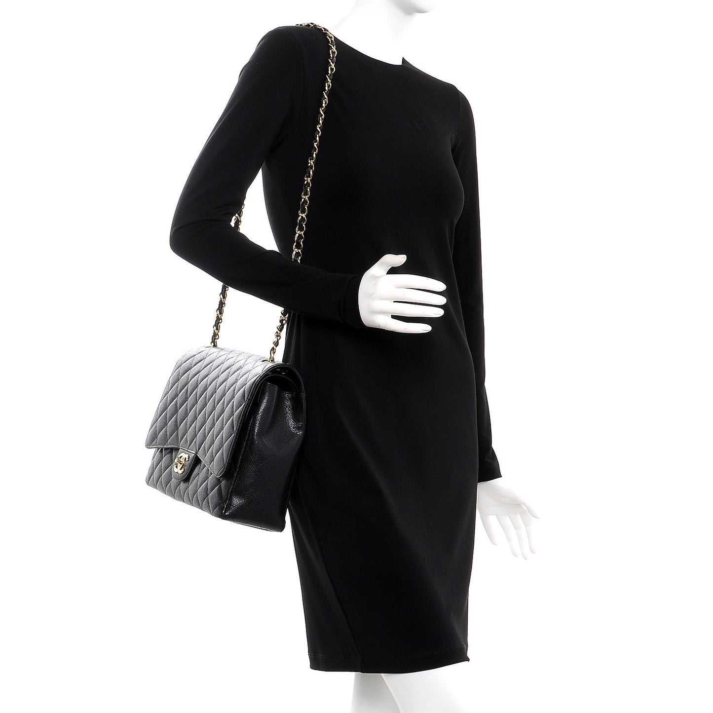 Caviar Quilted Maxi Double Flap Black