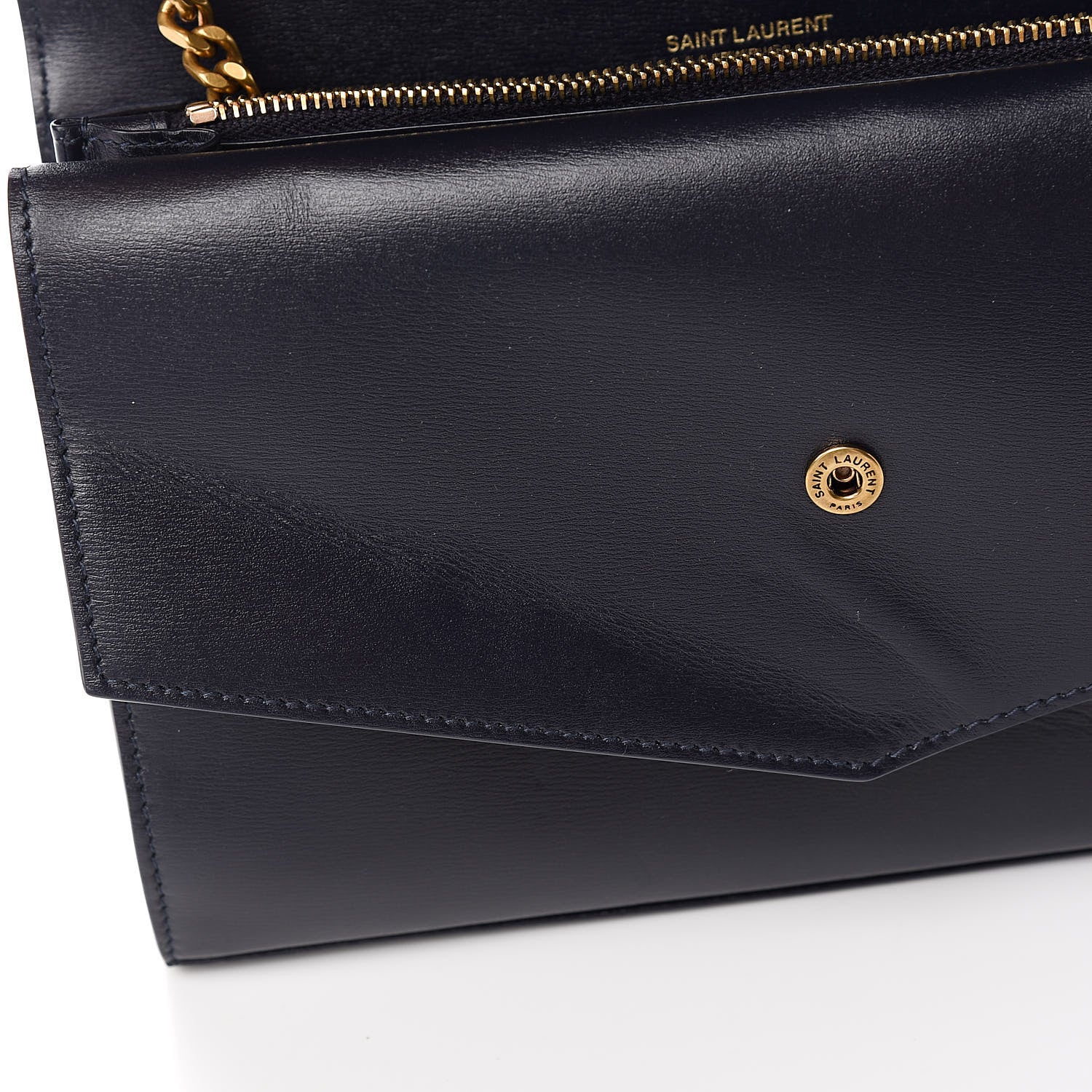 Saint Laurent Smooth Calfskin Monogram Sulpice Chain Wallet Marine 8 of 9