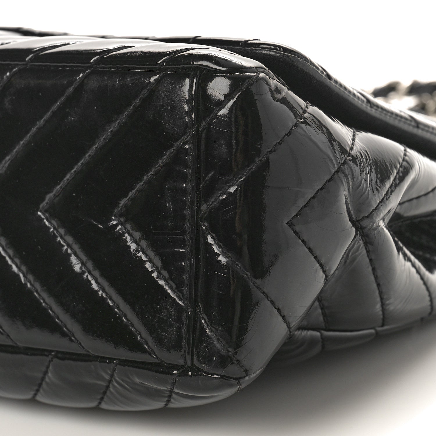 Chanel Patent Chevron Quilted Maxi Single Flap Black 9 of 13