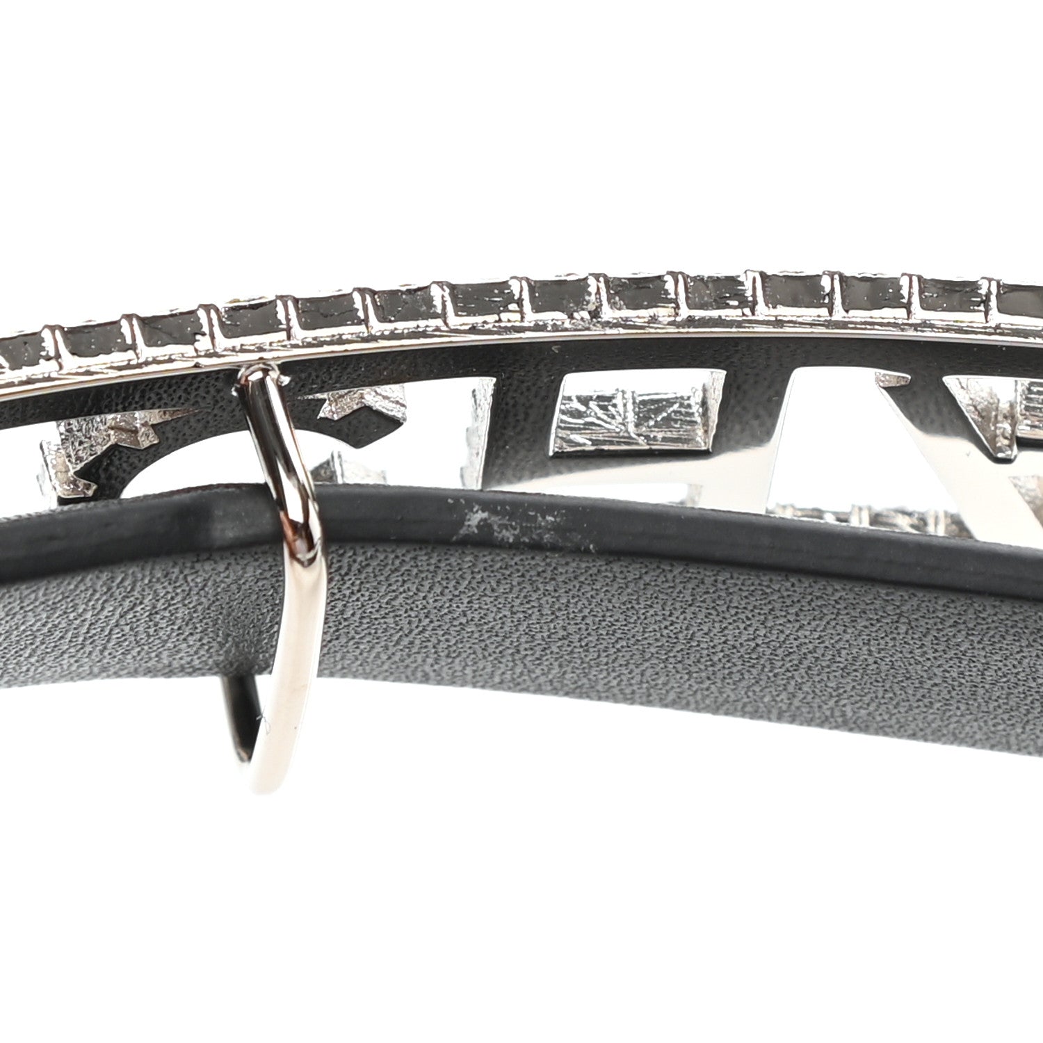 Chanel Calfskin Crystal Logo Belt 85 34 Black 9 of 9