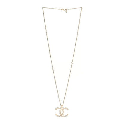 Chanel Metal Crystal Baguette CC Necklace Gold 3 of 5