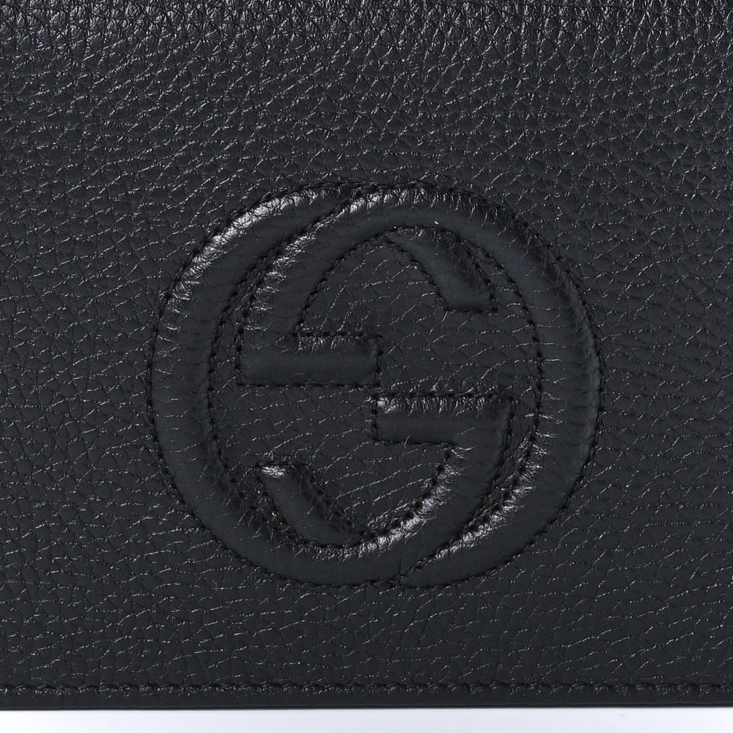 Pebbled Calfskin Soho Wallet on Chain Black