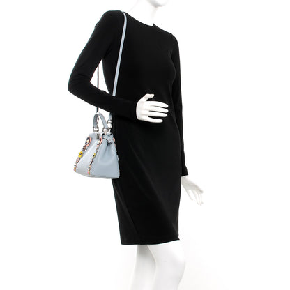 Fendi Nappa Flowerland Mini Peekaboo Iconic Satchel Light Blue 2 of 14