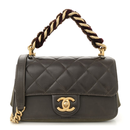 Chanel Iridescent Calfskin Quilted Small Straight Lined Flap Khaki 1 of 11
