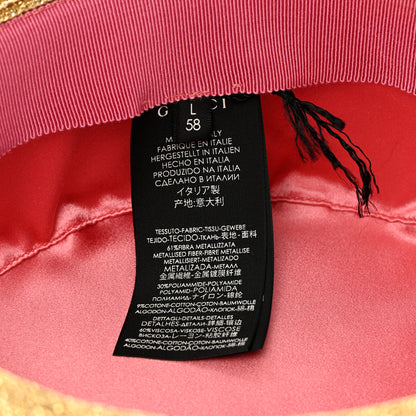 Gucci Glittered Straw Grosgrain Wide Brim Hat L Gold Black 8 of 9