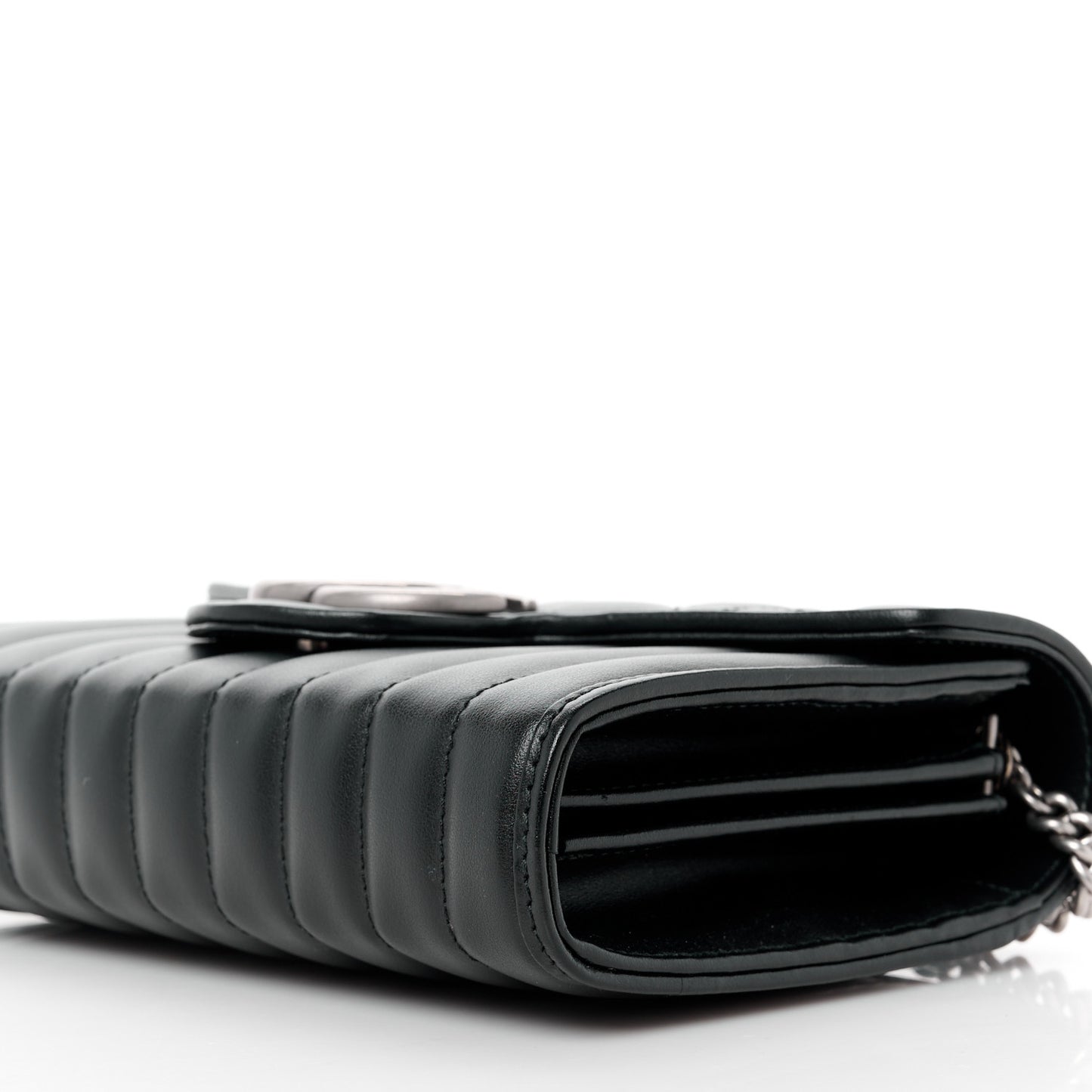 Calfskin Matelasse Aria GG Marmont Chain Wallet Black
