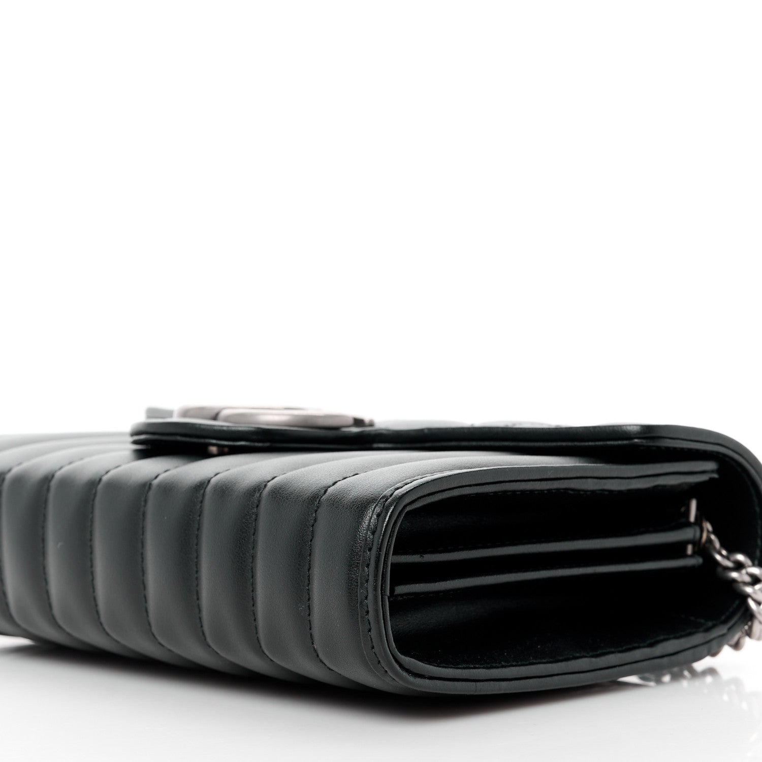 Gucci Calfskin Matelasse Aria GG Marmont Chain Wallet Black 10 of 10