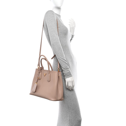 Prada Saffiano Cuir Medium Double Bag Cammeo Rosa 2 of 15