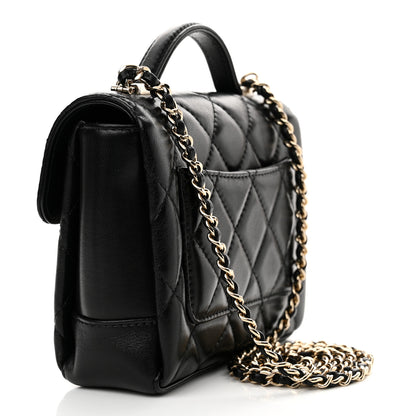Chanel Lambskin Quilted Top Handle Flap Black 3 of 10