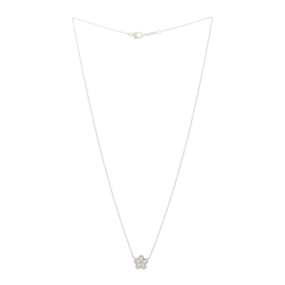 Tiffany Platinum 18K Rose Gold Pink Diamond Enchant Flower Pendant Necklace 2 of 5