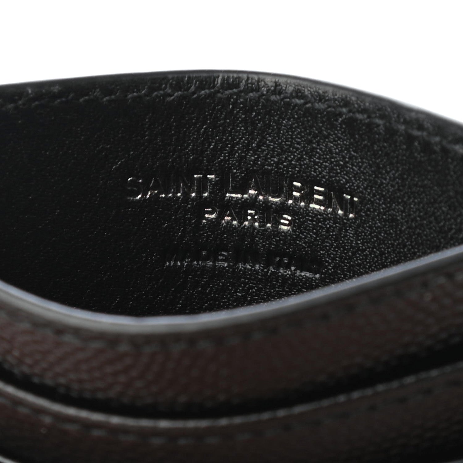 Saint Laurent Grain De Poudre Matelasse Chevron Monogram Credit Card Case Black 6 of 8