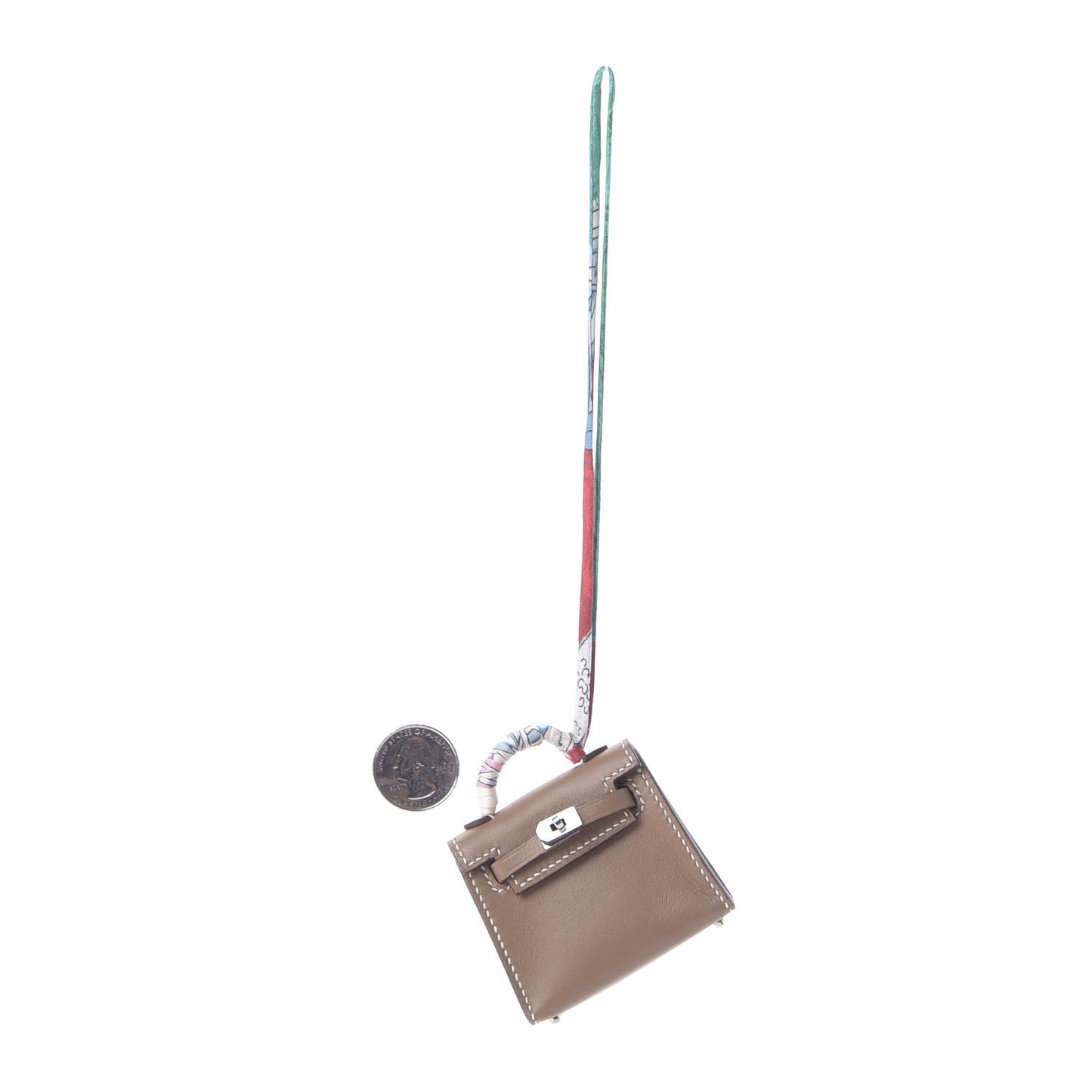 Tadelakt Mini Kelly Twilly Bag Charm Etoupe