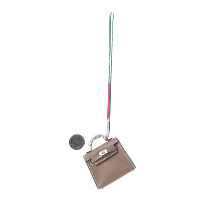 Hermes Tadelakt Mini Kelly Twilly Bag Charm Etoupe 2 of 6