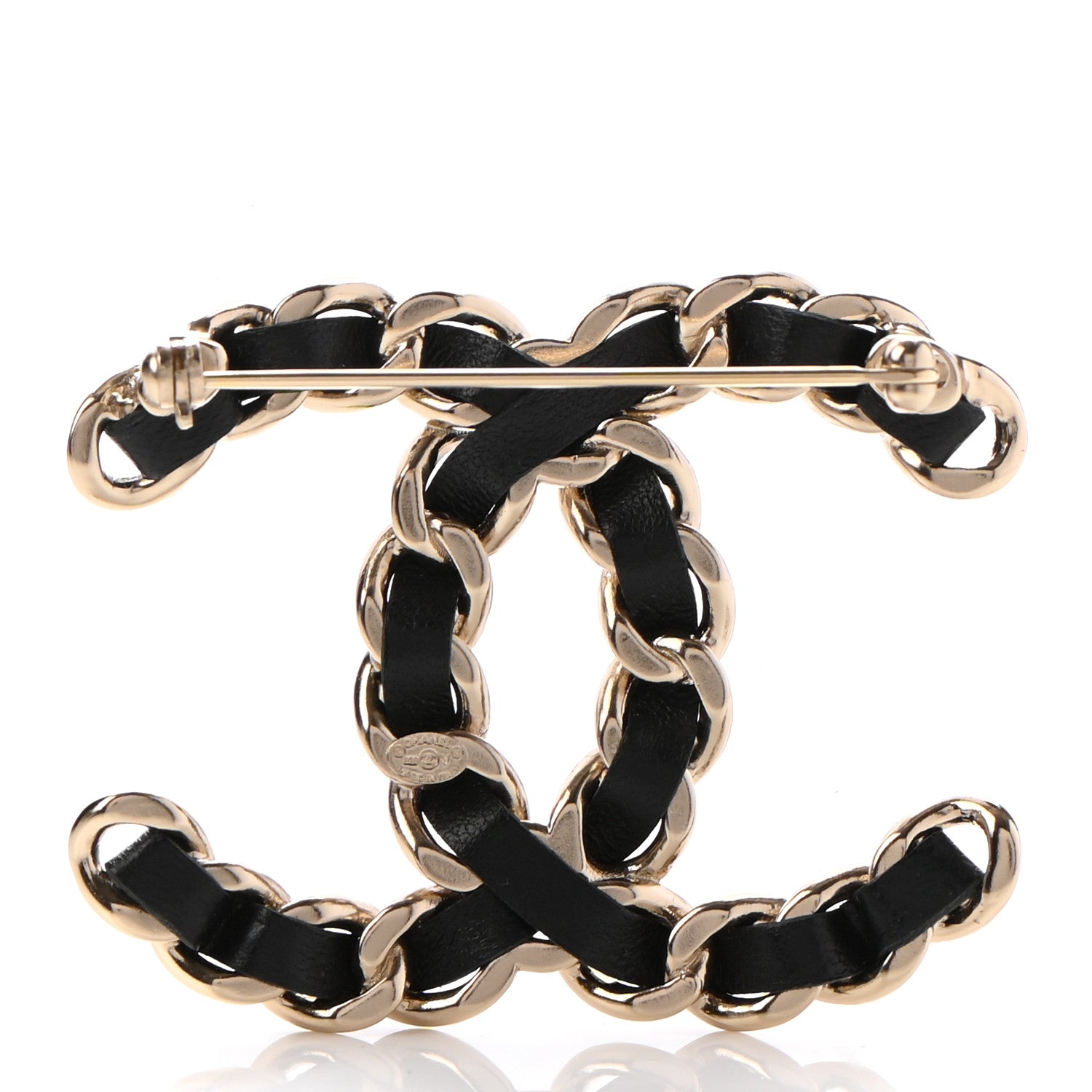Chanel Lambskin Chain CC Brooch Black Gold 3 of 5