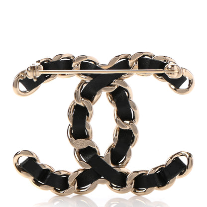 Chanel Lambskin Chain CC Brooch Black Gold 3 of 5