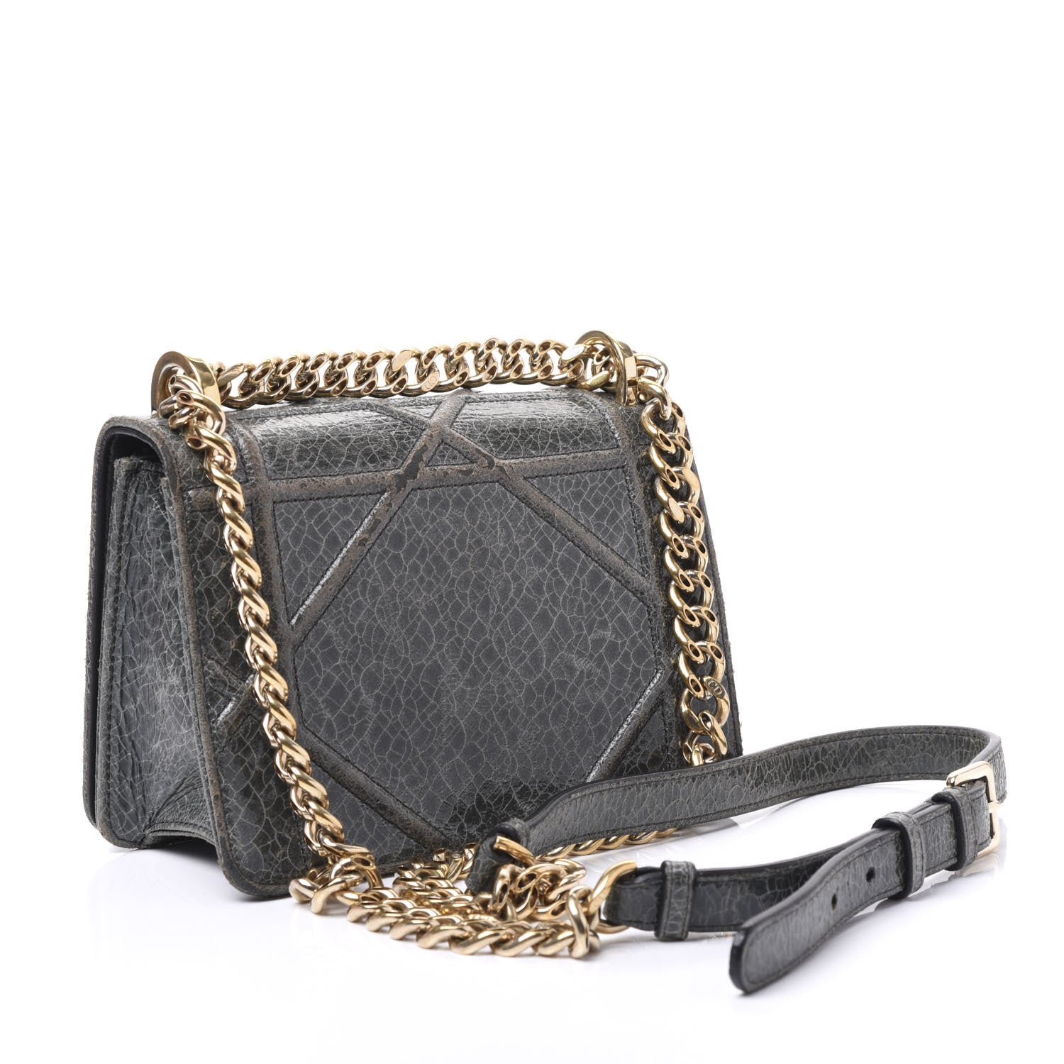 Christian Dior Ceramic Effect Deerskin Diorama Club Bag Dark Grey 2 of 11