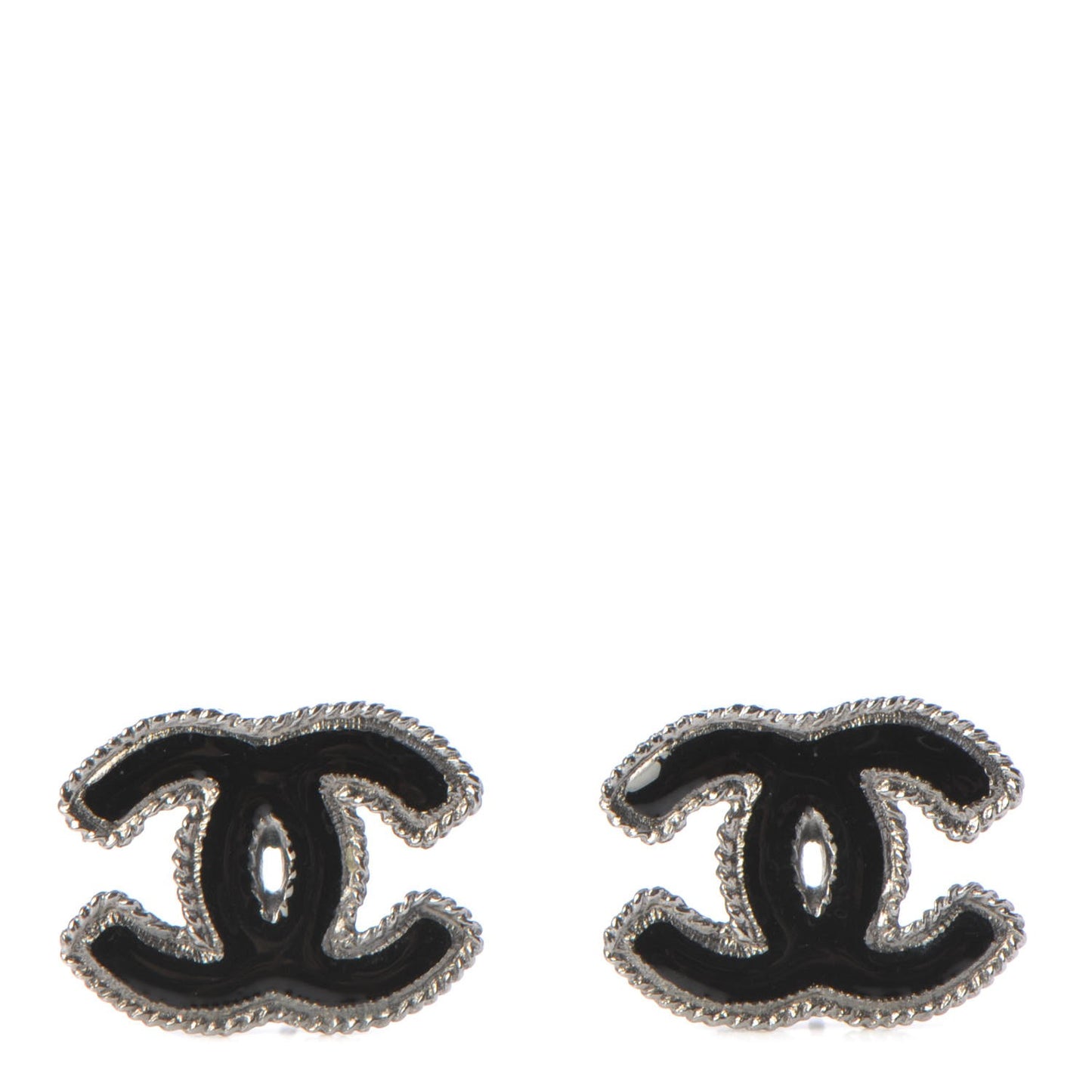 Ruthenium Enamel CC Earrings Black