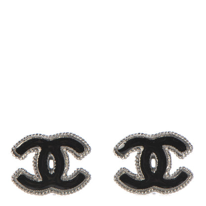 Chanel Ruthenium Enamel CC Earrings Black 1 of 6