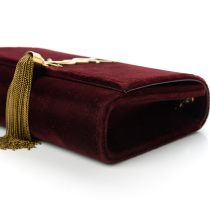 Saint Laurent Velvet Small Classic Monogram Kate Tassel Satchel Burgundy 7 of 10