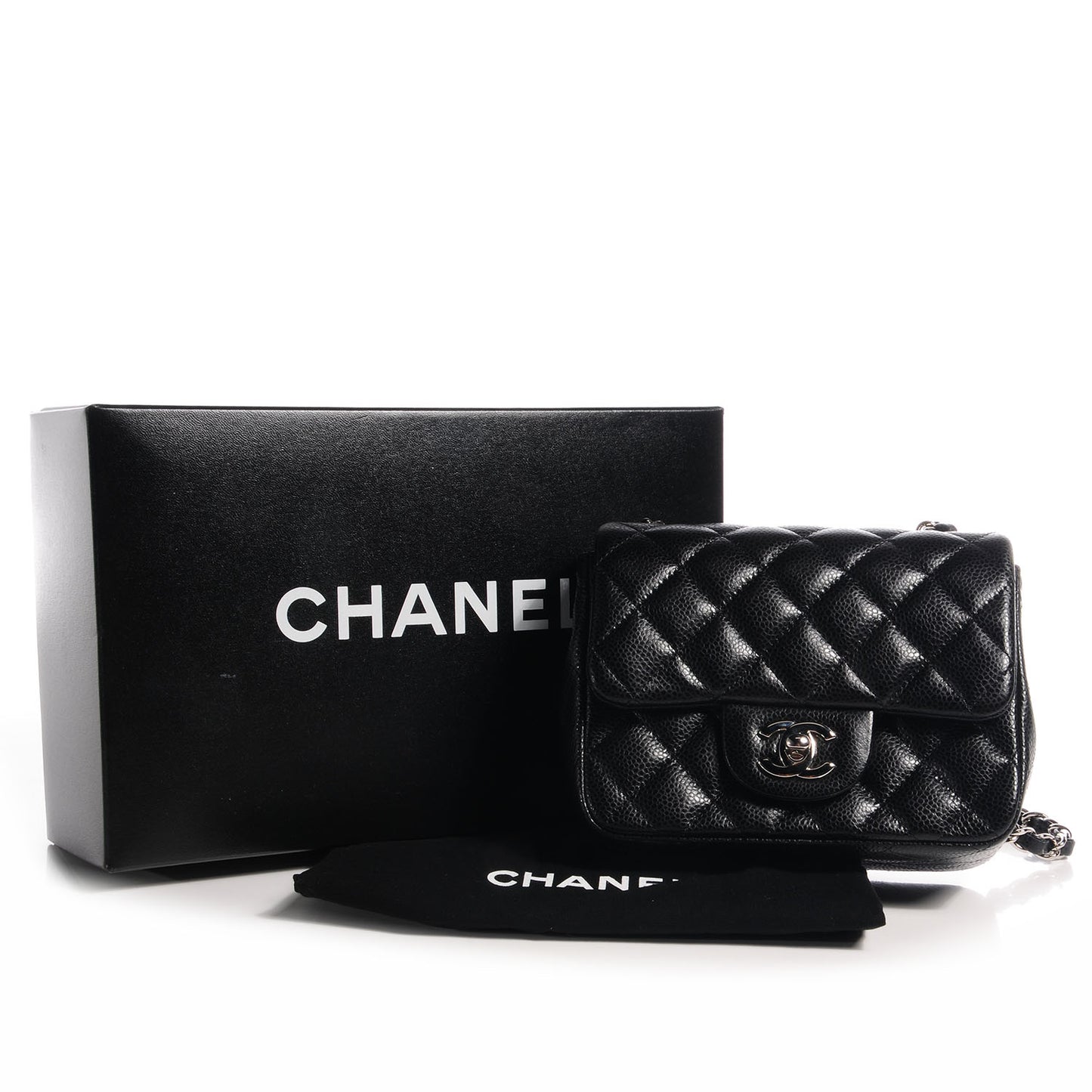 Caviar Quilted Mini Square Flap Bag Black