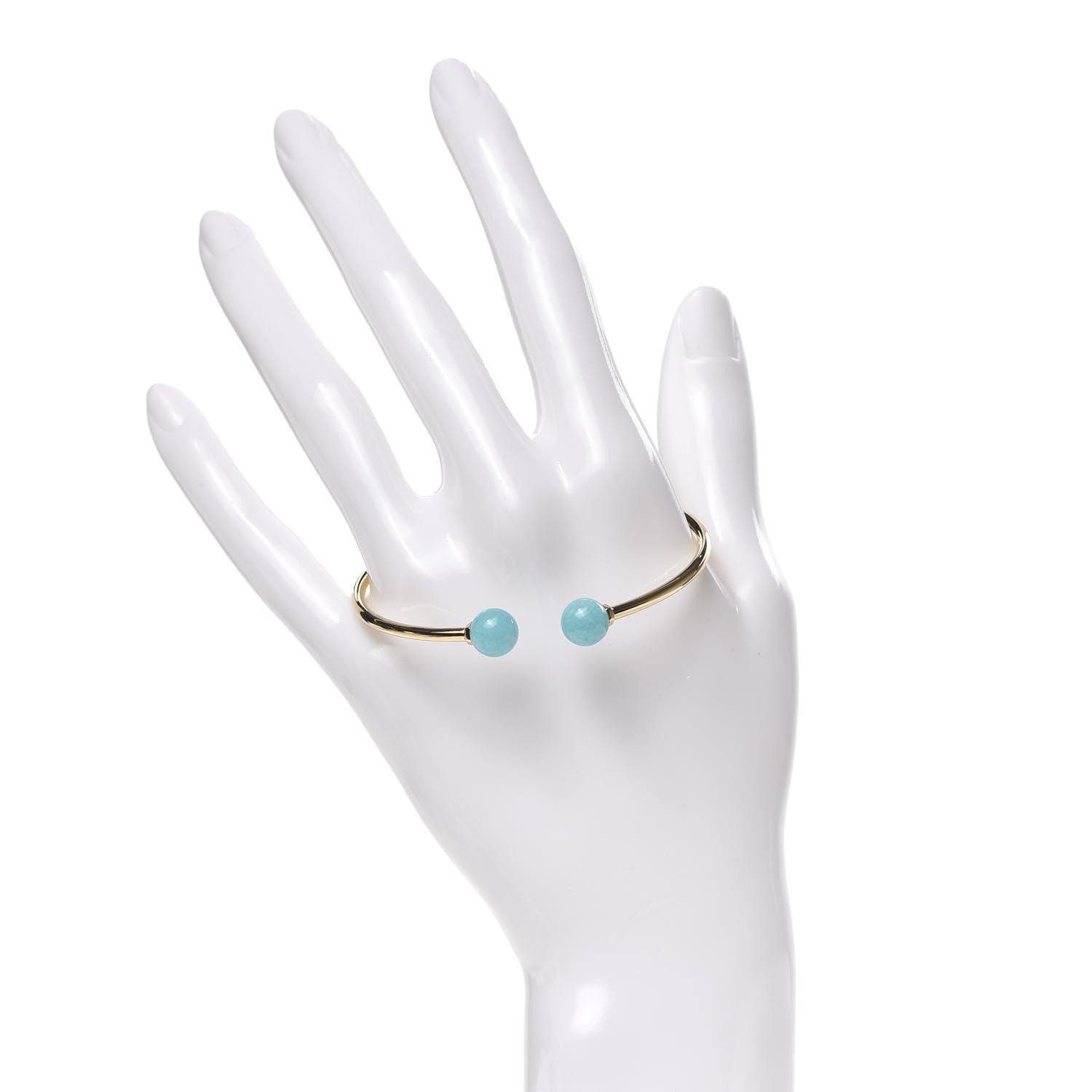 Tiffany 18K Yellow Gold Amazonite 8mm HardWear Ball Wire Bracelet 2 of 4