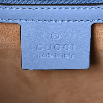 Gucci Calfskin Embroidered Medium Sylvie Top Handle Bag Clear Sky Blue 6 of 11