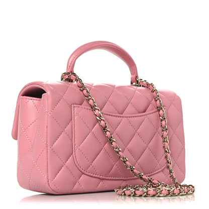 Chanel Lambskin Quilted Mini Top Handle Rectangular Flap Pink 3 of 11
