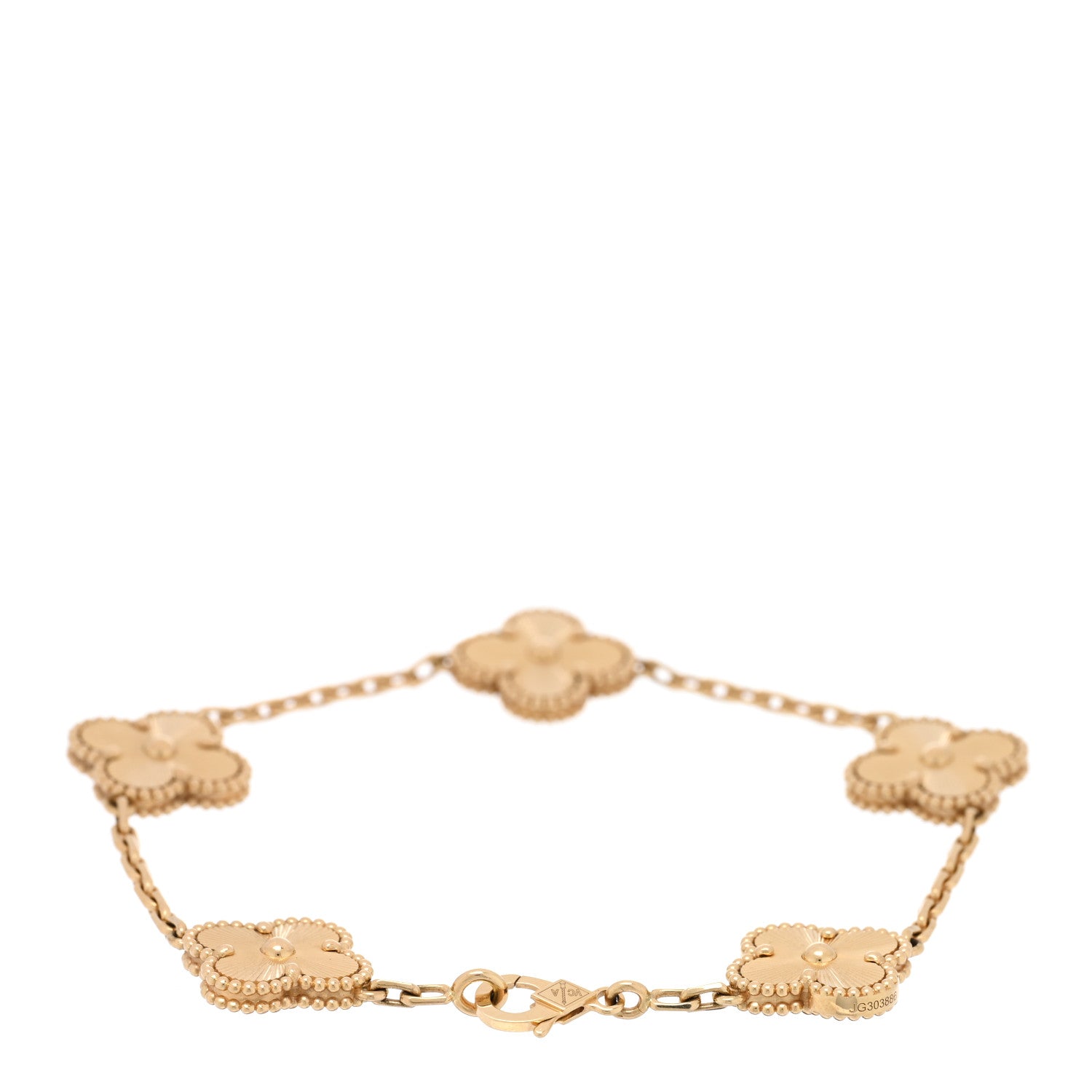 Van Cleef & Arpels 18K Yellow Gold 5 Motifs Guilloche Vintage Alhambra Bracelet 3 of 4