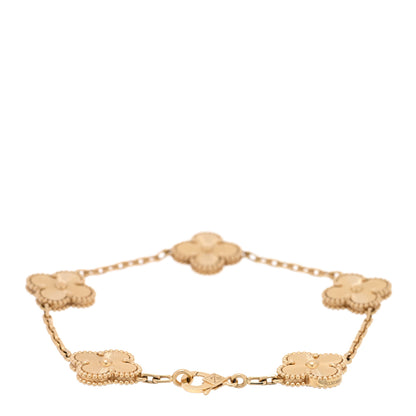 Van Cleef & Arpels 18K Yellow Gold 5 Motifs Guilloche Vintage Alhambra Bracelet 3 of 4