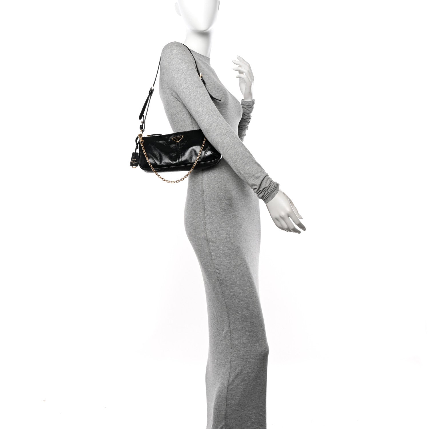 Prada Soft Lux Calfskin Medium Re-Edition 2002 Shoulder Bag Black 2 of 15