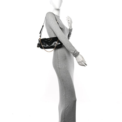 Prada Soft Lux Calfskin Medium Re-Edition 2002 Shoulder Bag Black 2 of 15
