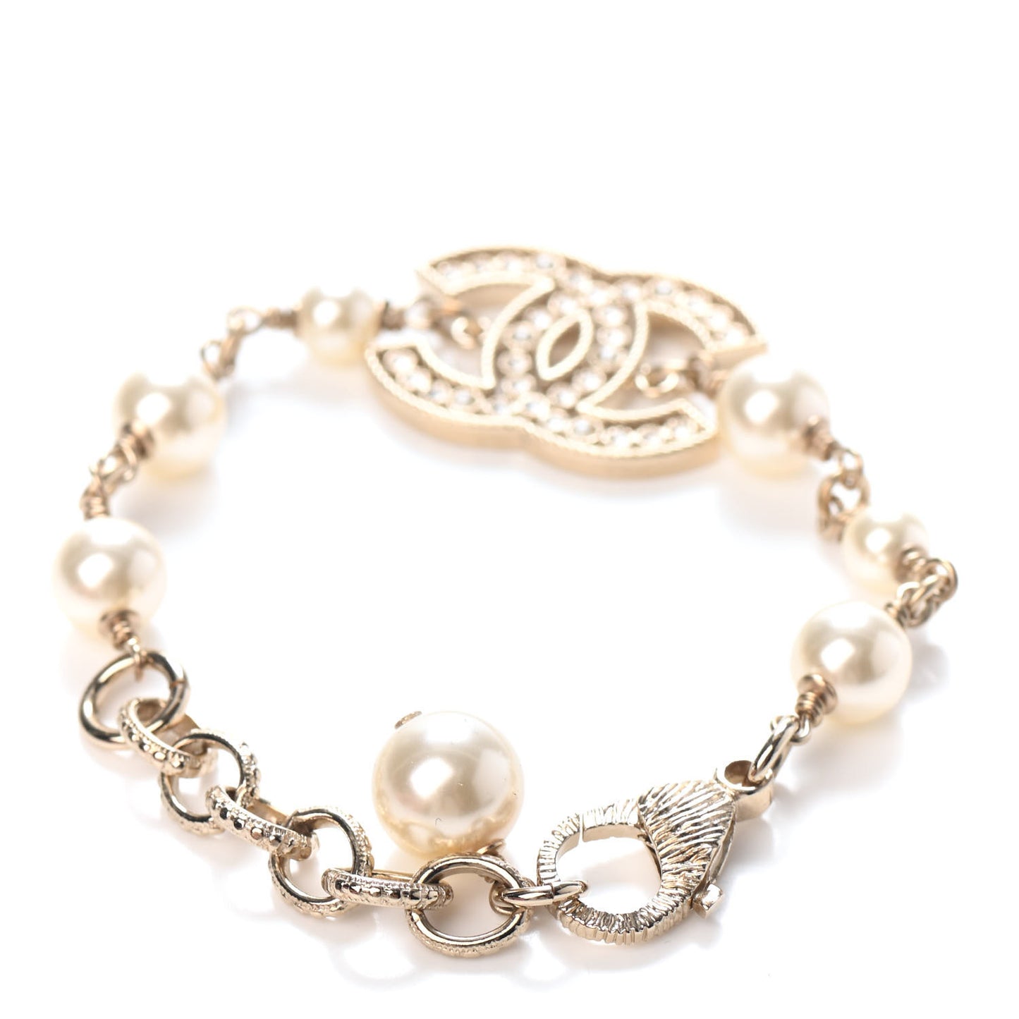 Pearl Crystal CC Bracelet Gold