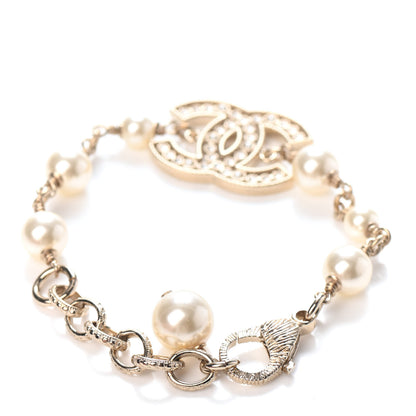 Chanel Pearl Crystal CC Bracelet Gold 2 of 3