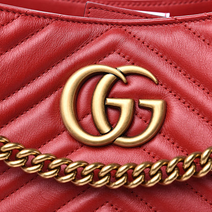 Gucci Calfskin Matelasse Medium GG Marmont Shoulder Tote Bag Hibiscus Red 11 of 11