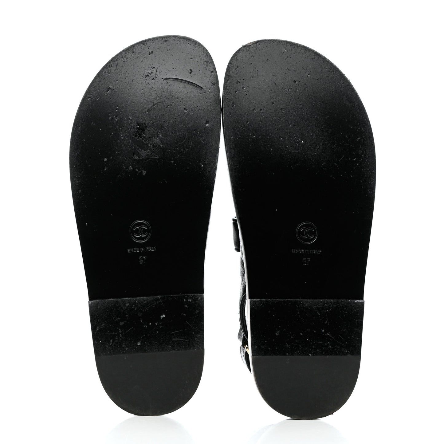 Grained Calfskin Velcro Dad Sandals 37 Black